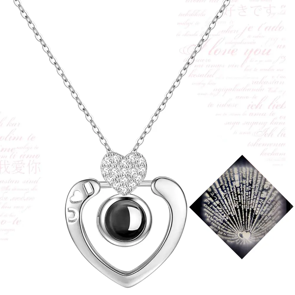 Elegant Heart-shaped Pendant Necklace In 100 Languages I Love You, Perfect Gift For Mother's Day, Valentine's Day, Simple Necklace Or Birthday Hypoallergenic Jewelry Jewelry Accessory