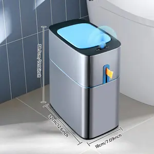 Joybos Touchless Stainless Steel Dog-Proof Trash Bin Bathroom Trash Can(Without battery), Narrow Metal Automatic Privacy Garbage Can for Bedroom, Office, Toilet.