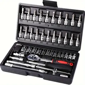 Car Repair Tool Ratchet Torque Wrench Spanner Screwdriver Socket Set Combo Tools Kit Automotive Tool Kit Bicycle Auto Repairing Tool Mechanic Tool Set 46pcs Hardware Tool Kit