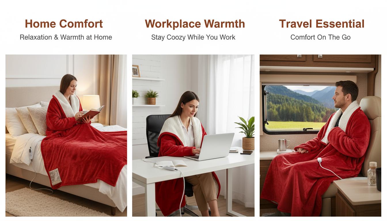 Cosybay Wearable Electric Heated Blanket,50*70 Full body Colthes Robe with Foot Pocket & Sleeves,Flannel sherpa Blankets for Christmas costume, 10 Heat Levels, 1-12 Hours Settings,8h Auto-Off,Gift for Winter, Women, Mom, Father Gift,bedroom,sofa