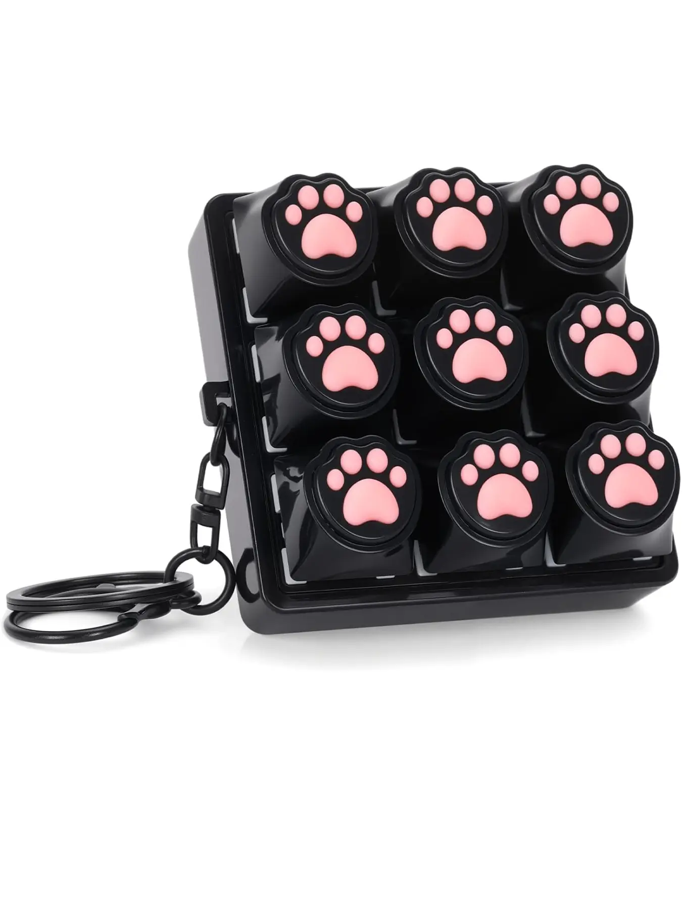 1pc 9 Keys Cat Paw Keyboard Fidget Toys for Adults, Cute 9Buttons Keyboard Fidget Clicker Keychain with Clicky Sound for Stress Relief & Anxiety Mother's Day Gift, Sensory Fidget Keychain Anxiety Fidgets