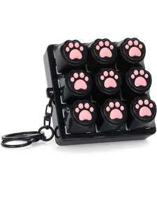 1pc 9 Keys Cat Paw Keyboard Fidget Toys for Adults, Cute 9Buttons Keyboard Fidget Clicker Keychain with Clicky Sound for Stress Relief & Anxiety Mother's Day Gift