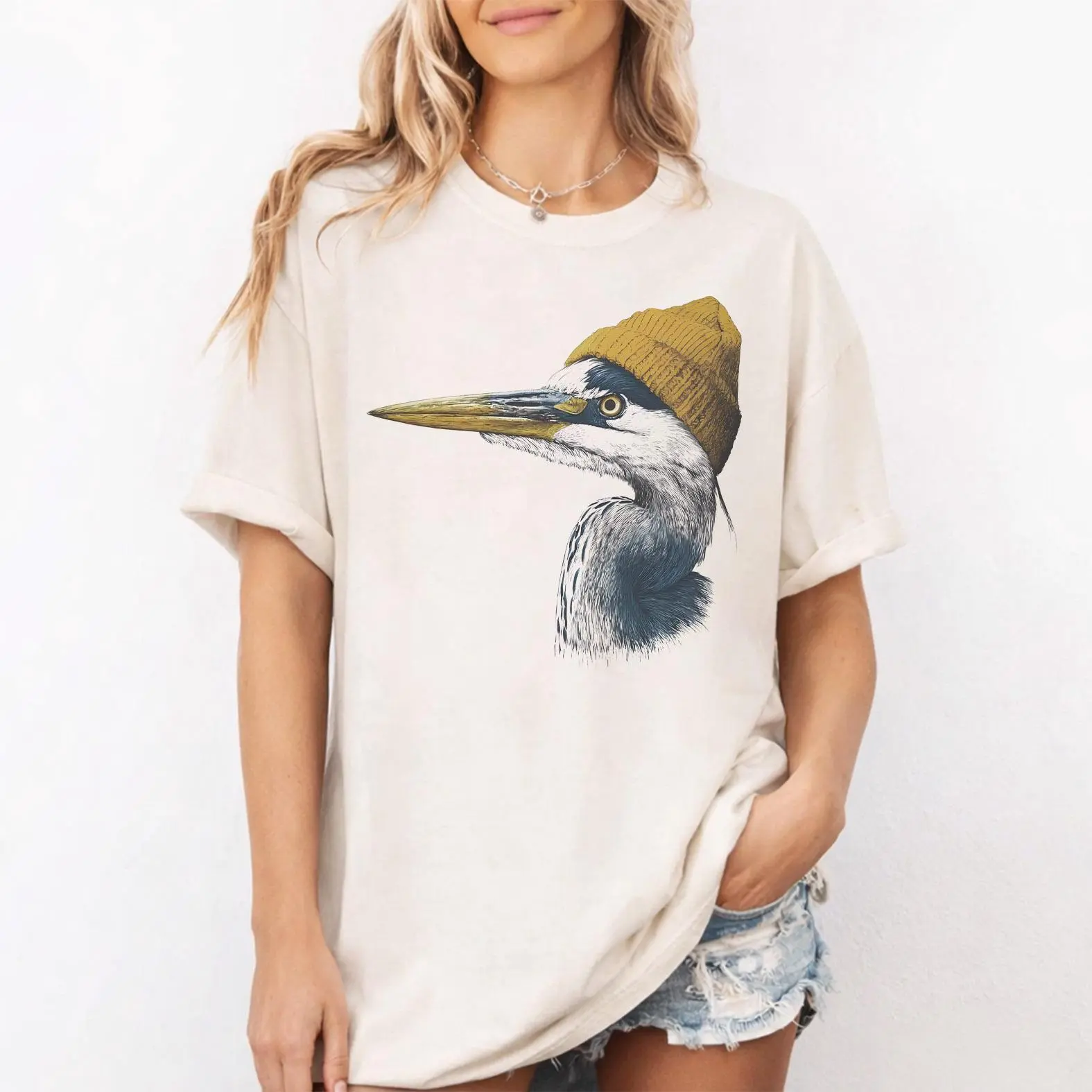 Comfort Colors Great Blue Heron Shirt, Birdwatching Shirt, Coastal Wildlife Graphic Tee, Gift for Bird Lovers