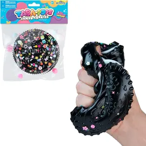 ORB Tabalicious Taba-Pops Jumbo Black TABA Squishy Cookie - Super Soft, Jumbo Sized Sandwich Cookie - Squish, Squeeze, Pinch for Stress Relief - Play Food Squishy Fidget Toys for Kids and Adults