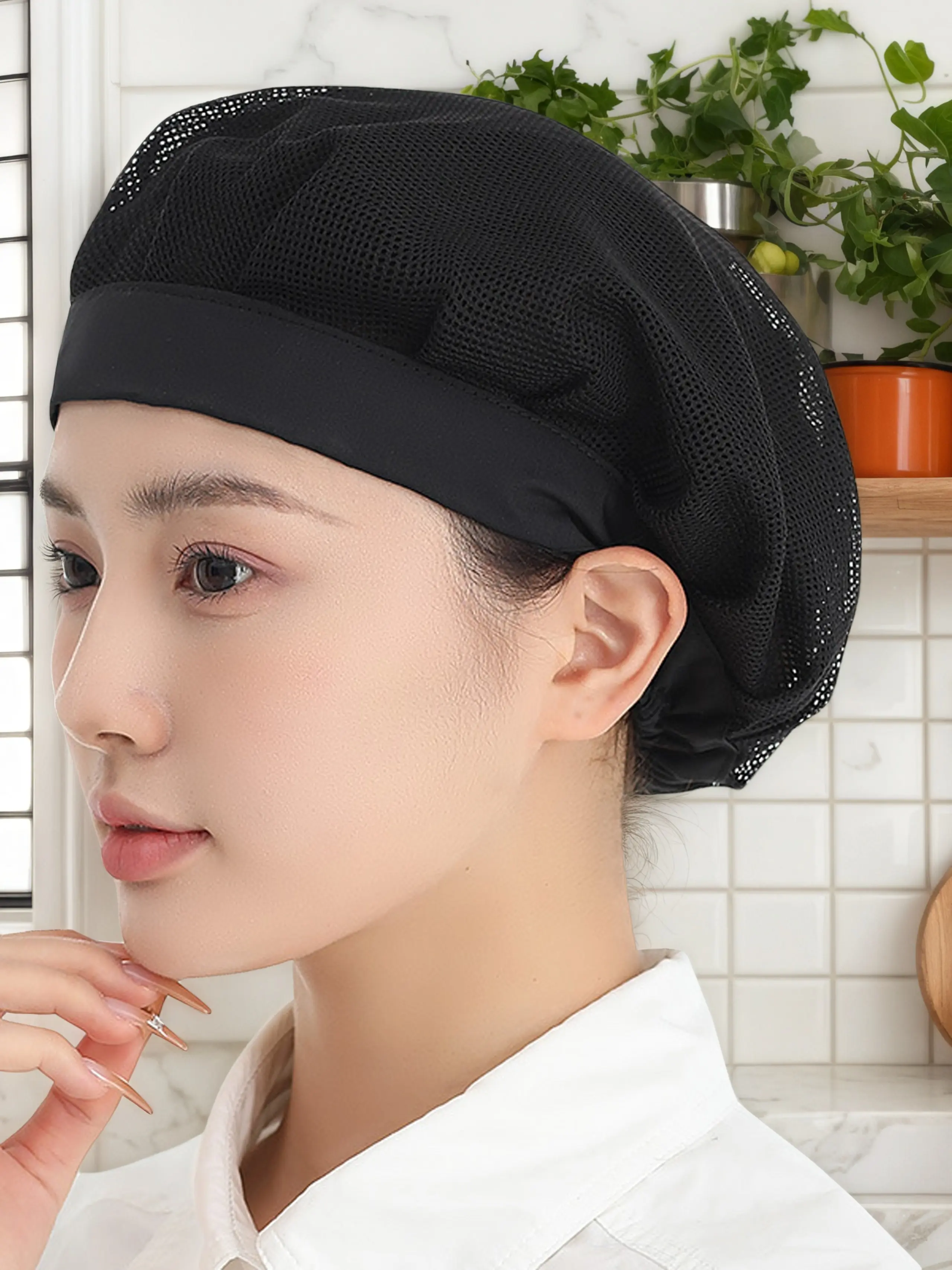 Breathable Lightweight Chef Hat, Wide Brim Design, Dust-Proof Comfortable Adjustable, Ideal for Kitchen and Restaurant Work, Professional Dust-Proof Work Hat, Dome Mesh Cap, Head Cover