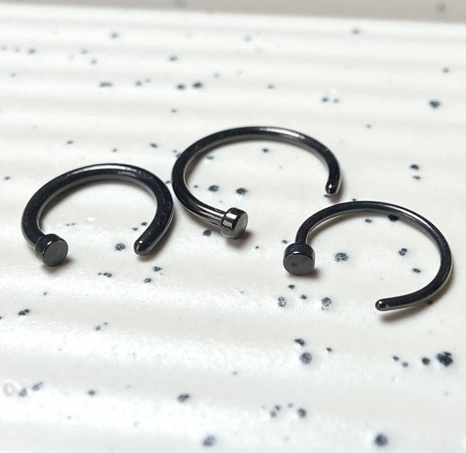 1pc Black Titanium Plated Surgical Steel Nose Hoop Jewelry 16g 18g 20g 22g