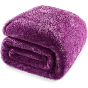 Purple King Size for, 300GSM Warm Fabric, Decorative Lightweight Plush Fluffy Blankets for, 90x104 Inch