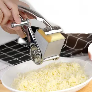 Manual Rotating Cheese Grater, 304 Stainless Steel Rotary Cheese Grinder, Food Shredder Tool, Suitable for Parmesan, Cheddar, Chocolate, Nuts, Vegetables