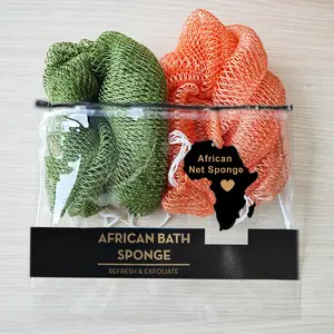 2 Piece African Exfoliating Net Sponge Bundle, Ethically Sourced from Nigeria Bath Sponge Bath Sponge Shower