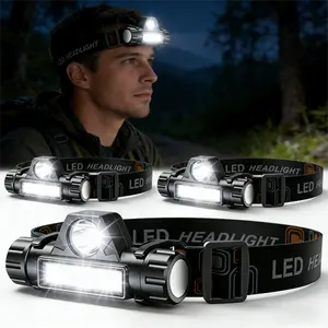 4Packs Magnetic Work Headlight, Dual Light COB Floodlight & XPE Spotlight, 90° Adjustable Lightweight Headlamp, USB Charging IPX5 Waterproof Gear for Mechanic, Car Repair, Camping, Reading