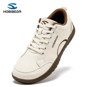 HOBIBEAR Unisex Wide Toe Canvas Sneakers - Closed, Minimalist Barefoot, Lace-Up Casual Trainers for Men, Women - Athletic Sports Walking Shoes