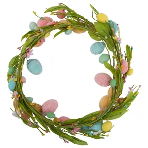 Spring Floral Wreath Pastel Flower Door Wreath Easter Decorative Garland[1.13]