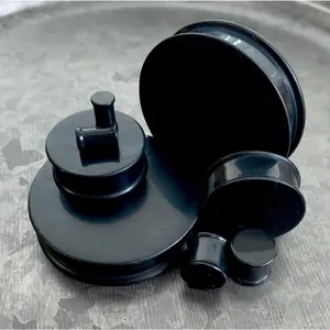 PAIR of Midnight Black Solid Silicone Double Flare Plugs