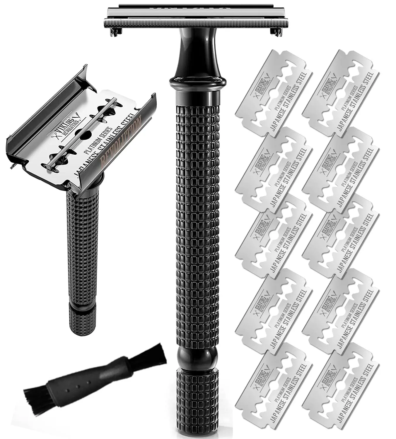 Long Handle Double Edge Safety Razor - Butterfly Open Razor with 10 Japanese Stainless Steel Double Edge Blades - Close, Clean Shaving Razor Long Handle Double Edge Safety Razor - Butterfly Open Razor with 10 Japanese Stainless Steel Double Edge Blades - Close, Clean Shaving Razor