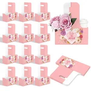 Mother's Day Party Decorations Set, 12-Piece Includes 2-Cup Drink Carriers & Handles, Durable Paper Coffee Cups Holders, Ideal for Celebratory Occasions