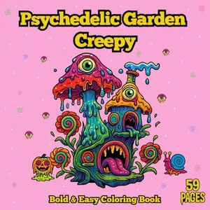Psychedelic Garden Creepy Coloring Book for Adults & Teens: Bold & Easy Trippy Horror Designs for Stress Relief and Creative Fun.