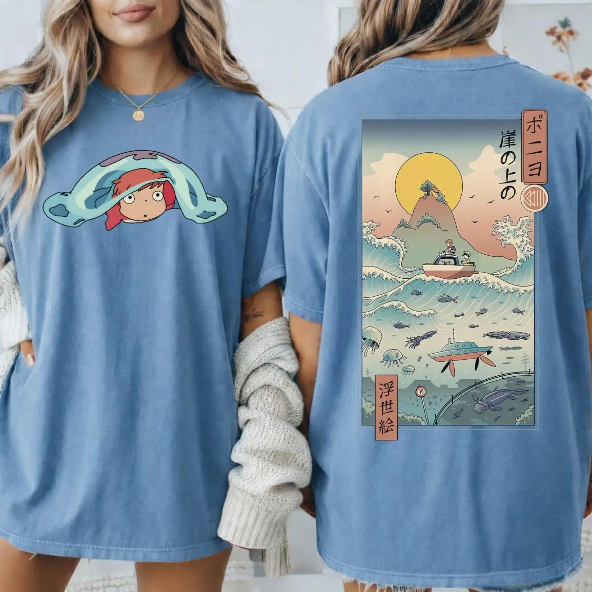 2 Side Vintage Ponyo Shirt, Sweatshirt, Hoodie, Studio Ghibli Tee, Ponyo Shirt, Sosuke Shirt, Studio Ghibli Gift Shirt, Y2K Shirt, Everyday Basic, Never Outdated, Ready to Go, No Effort Needed
