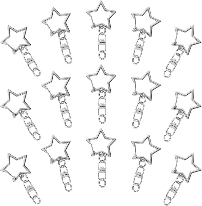 60Pcs Star Shaped Spring Snap Keychain Clip, Metal Swivel Clasp Snap Hook Key Ring with Chain Hanging Buckle with Open Jump Ring Connector for DIY Crafts Key Ring Making,Keychain Accessories