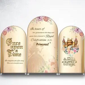 15-day 2D Flat Delivery Once Upon a Time Princess Arch Backdrop Cover for Fairy Tale Events