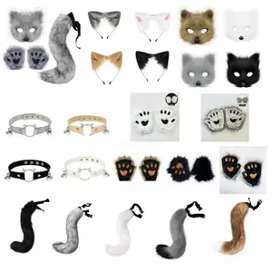 Halloween Party Cosplay Animation Exhibition Fox Tail Fox Ears Set Plus Cute Paw Bell Collar Kawaii Accessories Dress Up