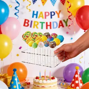 Two-pack lollipop display racks, single-layer transparent plastic lollipop display racks, decorative candy table dessert display racks, suitable for weddings, baby showers, birthday parties, and other occasions.