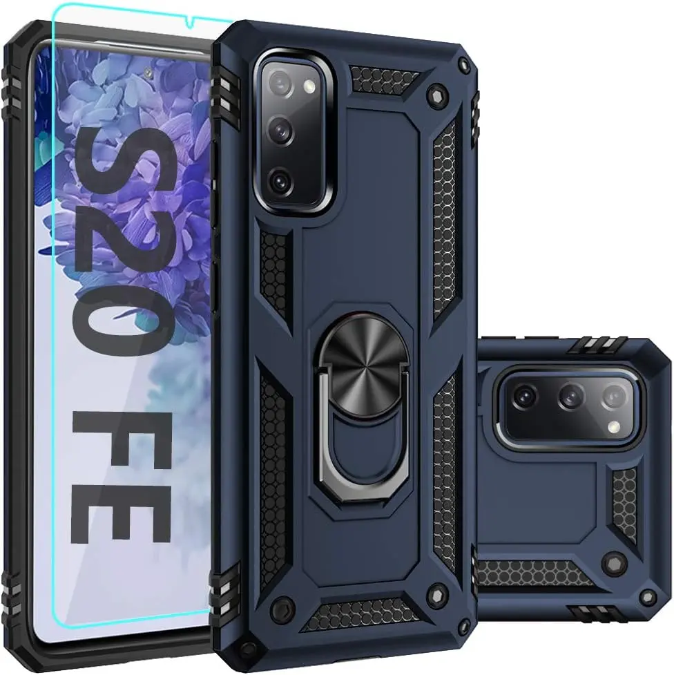 Samsung Galaxy S20 FE Case,S20 FE Case,with Screen Protector,[Military Grade] 16ft. Drop Tested Cover with Magnetic Kickstand Car Mount Protective Case for Galaxy S20 FE, Blue