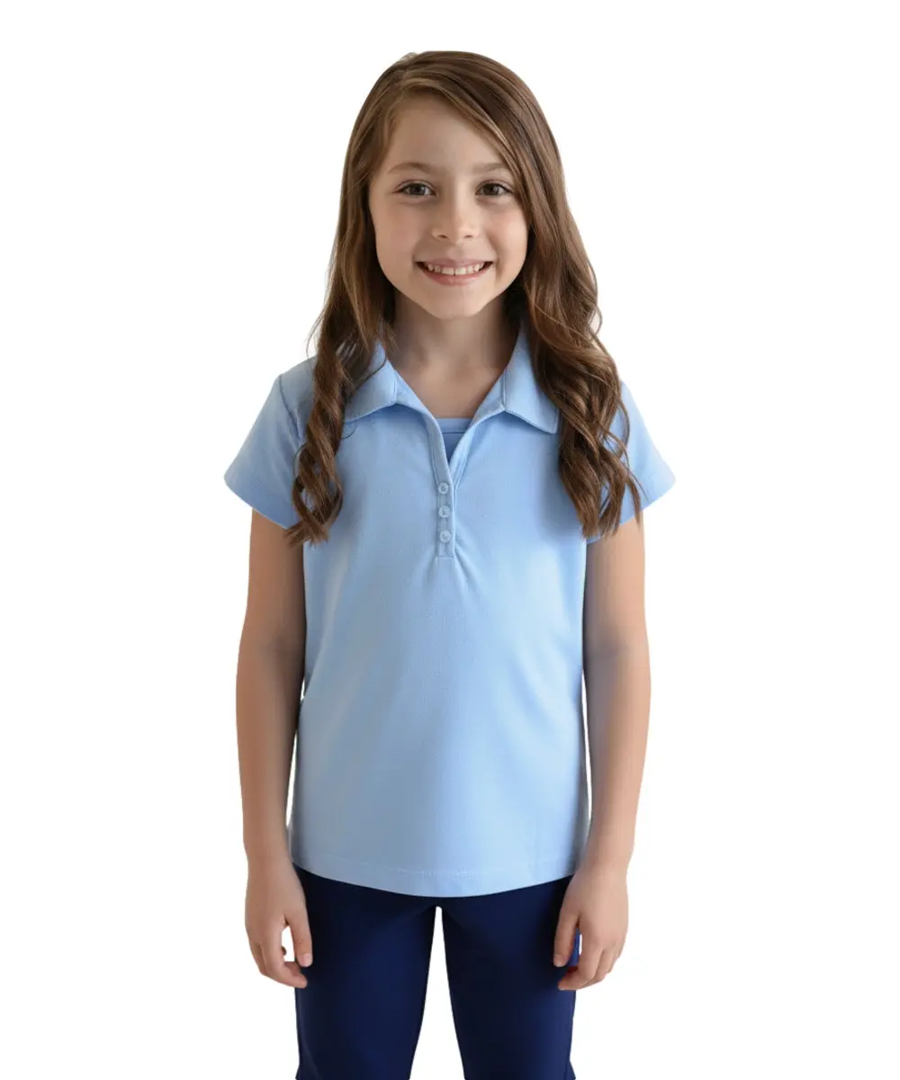 Girl's Uniform Triple Buttons Blouse Sky Blue  5-18 GSU02