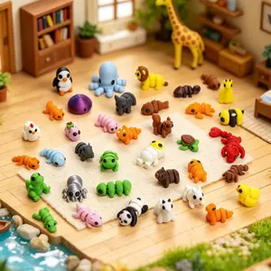 37 Piece Mini 3D Printed Animal Toy Set, Perfect Christmas Gift and Party Favors, Colorful Decorative Home Decor, Decoration Figure, Decorative Figurines and Collectible Figures