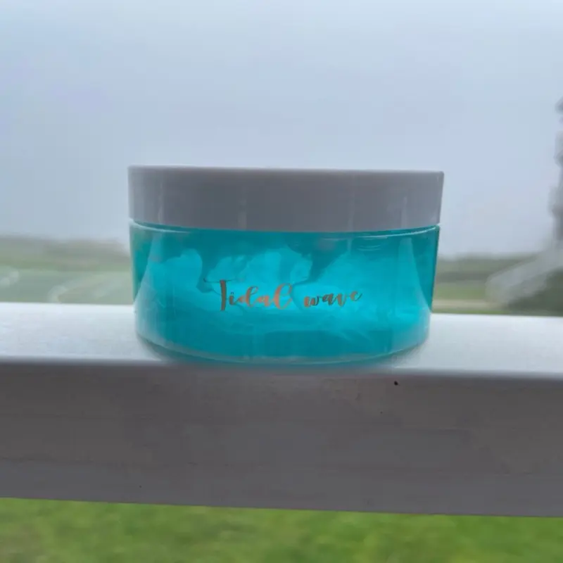 Tidal Wave Textured Clear Slime with Gold Shimmer and Foamy Ocean Look Squishy Tidal Wave Slime