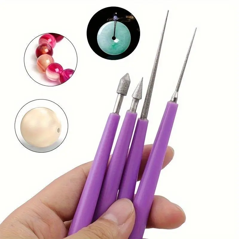 4pcs Diamond Tipped Bead Reamer Set - Precision Hole Enlarger for Jewelry Making - Effortless, Durable Tools for Creative DIY Projects, Jewelry Making Supplies