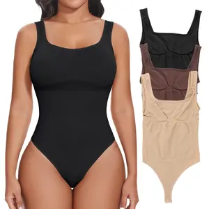 Women's 1/2/3 Piece Bodysuits Sexy Sleeveless Square Neck Tank Top  Tummy Control Shapewear Thong Body Suit Basic Minimalist Comfy Farbic Womenswear Underwear