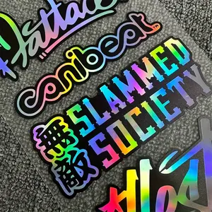 JDM Style Holographic Stickers - Waterproof and UV Resistant Motorcycle Helmets, Car Windows, Laptop Stickers, Bright Reflective Colors, Graffiti Style Design, Durable Adhesive, Holographic Motorcycle Stickers, Graffiti Style Decals