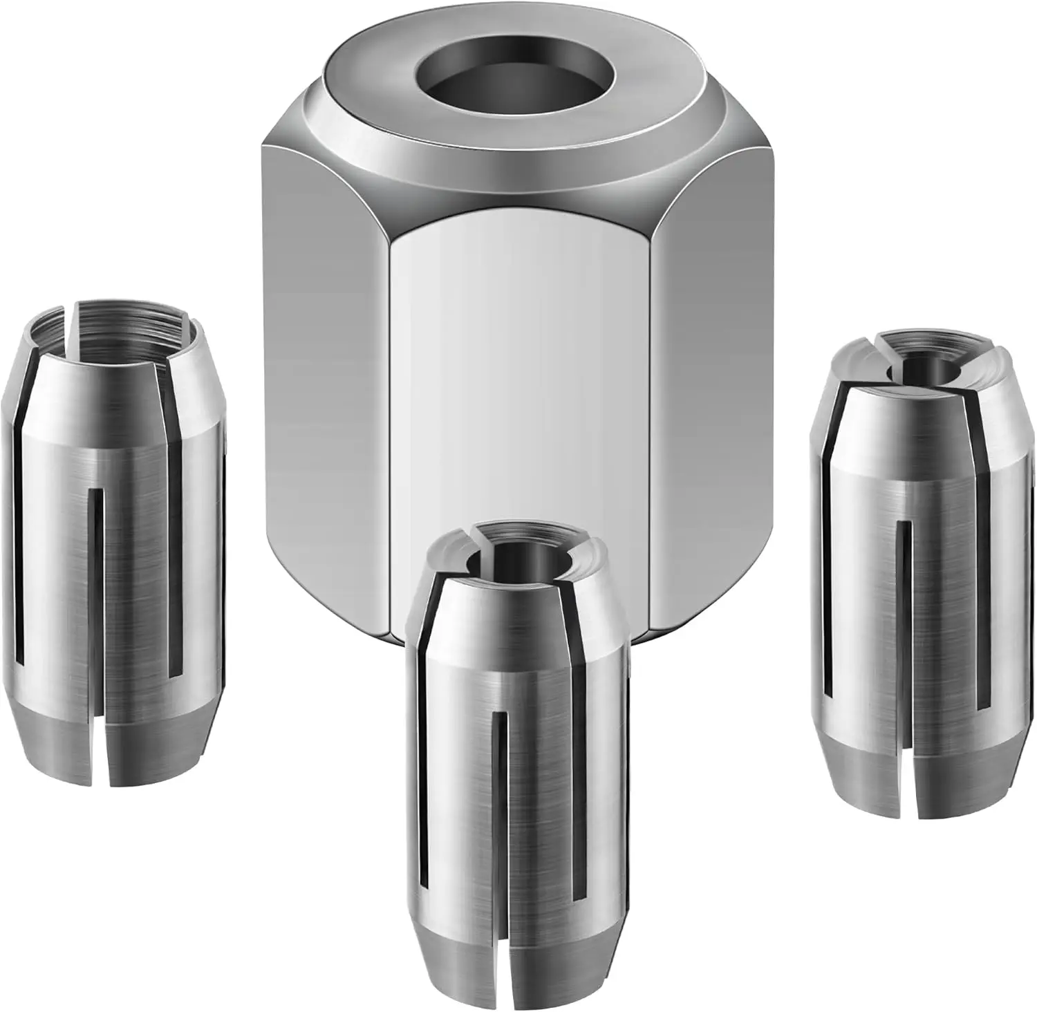 Replacement Collet and Nut Kit Compatible with CN1, , 3 Collets (1/8-inch, 5/32-inch, 1/4-inch) and 1 Nut for Spiral  Tools and Drywall Cut out Tools()
