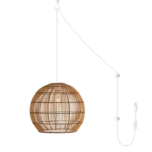 JONATHAN Y Raya Farmhouse Cord Plug-In or Hardwired LED Pendant; for Living Room,Bedroom, Kitchen, Office