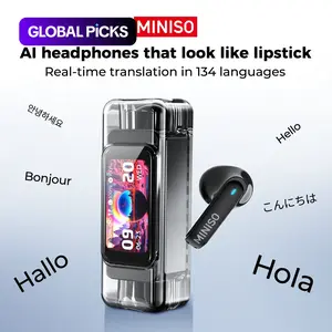 Miniso Ms116 In-Ear Ai Translation Headphones, Bluetooth-compatible 6.0 Wireless, Real-Time Translate 135 Languages, HiFi Sound, Ipx5 Waterproof, Wireless Earbuds