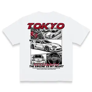 Tokyo JDM Drift Car Manga Graphic T Shirt Japanese Street Racing Tuner Unisex Tee 100% Cotton Car Lover Gift men