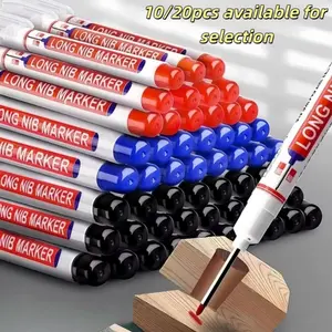 Quick-Dry Long Head Marker Pen, 10/20 Pack, Oil-Based Woodworking Pen, Ideal for Home Renovation, Auto Manufacturing, Ceramics, Metal Repair