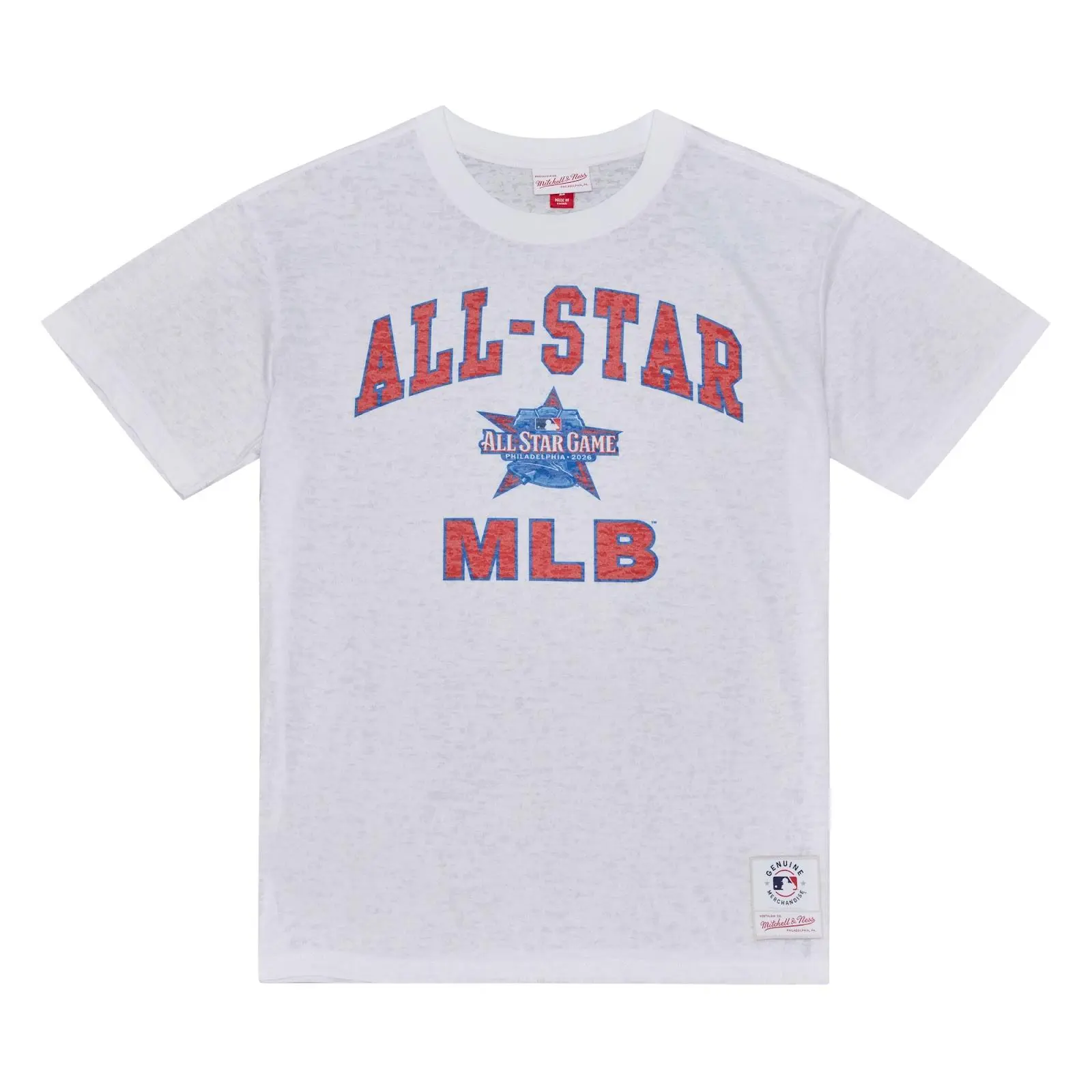 2026 MLB All-Star Game White Burnout T-Shirt Throwback Tee Graphic Vintage Fan Gear Mitchell & Ness