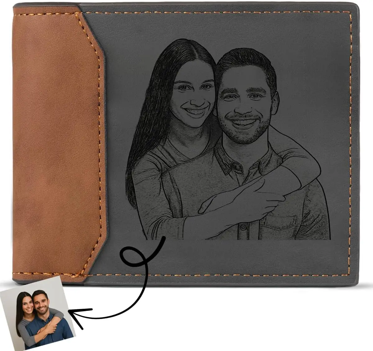 Customized Wallets for Men Engraved Leather Photo, Custom Wallet with Picture, Personalized Gifts for Him, Son, Dad Gifts Trifold Wallet, Fathers Day GiftGift.