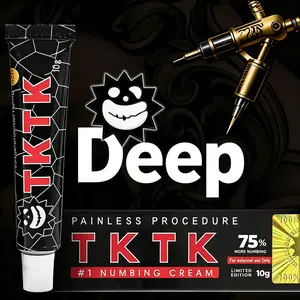 Deep Numbs 75% TKTK-Black Tattoo Cream Maximum Strength | 10g Per Tube Professional Painless Soothing Cream, 6-8 Hours Local Relief for Tattoo Artists & Enthusiasts summerwins