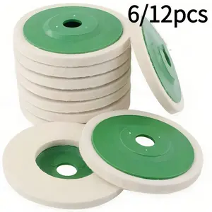6/12 Piece Felt Sanding Discs, Tool Accessories, 95mm Stainless Steel Polishing Discs, Suitable for Metal, Wood, Plastic Materials, Industrial Grade Mirror Polishing Pads, Suitable for Rotary Tools, Fabric Structure for Precise Polishing