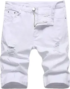 Men's slim fit skinny denim shorts, ripped skinny denim shorts, stylish straight comfortable elastic waist shorts jorts men Classic Menswear Men's Casual Breathable Shorts Slim Fit Distressed Denim Shorts Men's Light Denim Cargo Shorts knee shop bootcut