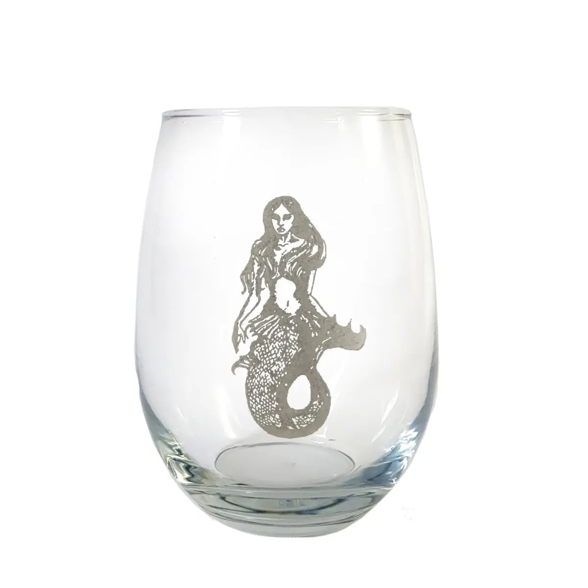 Lyoncraft WIME01 Lightweight Stemless Wine Glass - 18oz, Laser Engraved Mermaid Design, Luminous, Dishwasher Friendly, Non-Leaded Kitchenware Drinkware for Wine Tasting, Dining Room, Laser Engraving