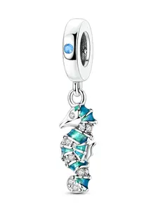 Silver Color Seahorse Pendant Charm, Fits 3mm Bracelet Necklace, DIY Bead Jewelry, Elegant Gift for Women, Perfect for Crafting