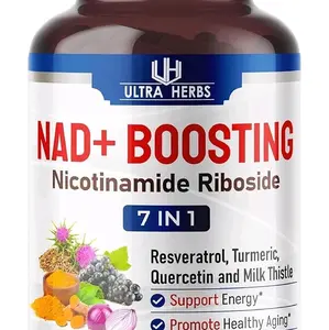 USA Made NAD+ Supplement 14,300mg with NR, Trans Resveratrol & Quercetin (90 Count) Healthcare Edible