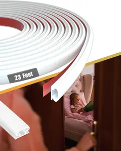 Rubber Weather Stripping Door Seal Strip for Door & Window, Self-Adhesive Backing Seal Large Gap (from 1/10 inch to 11/50 inch), Rubber Seal Strip for Door Insulation, Easy Cut to Size (23 Ft, White)