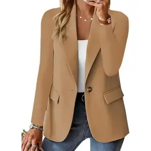 Women's Single Button Straight Anti-Wrinkle Jacket Long Sleeve Jacket  Formal Business Path OL Office Lady  Spring and Fall Womenswear Suits