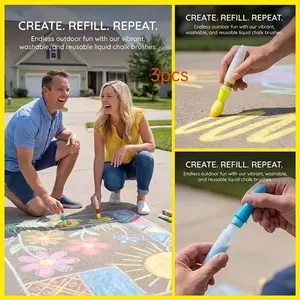 3pcs Indoor Outdoor Sponge Chalk Brushes, Thick Sponge Head, Large Handle, Water Washable, Ideal for Artistic Creations