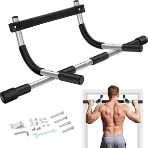 SPORTIC Upgrade Steel Pull-Up Bar for Doorway Multi-Grip Chin Up Bar Heavy Duty Pull Up Bar exercise equipment Adjustable Black