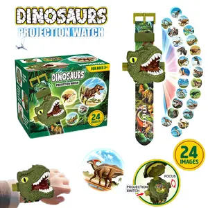 Dinosaur Projection Watch for Kids with 24 diy Luminous Patterns Flip Adjustable 3D Digital Screen Gift for Boys Girls Birthday Children's Day Luminous Toy Kids Projector Watch